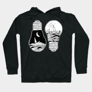 Day & Night in a lightbulb creative handdrawn Gift Hoodie